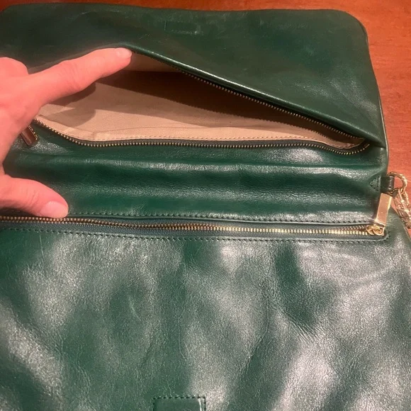 Tory Burch Forest Green Clutch with Gold Accents - Picture 4 of 4